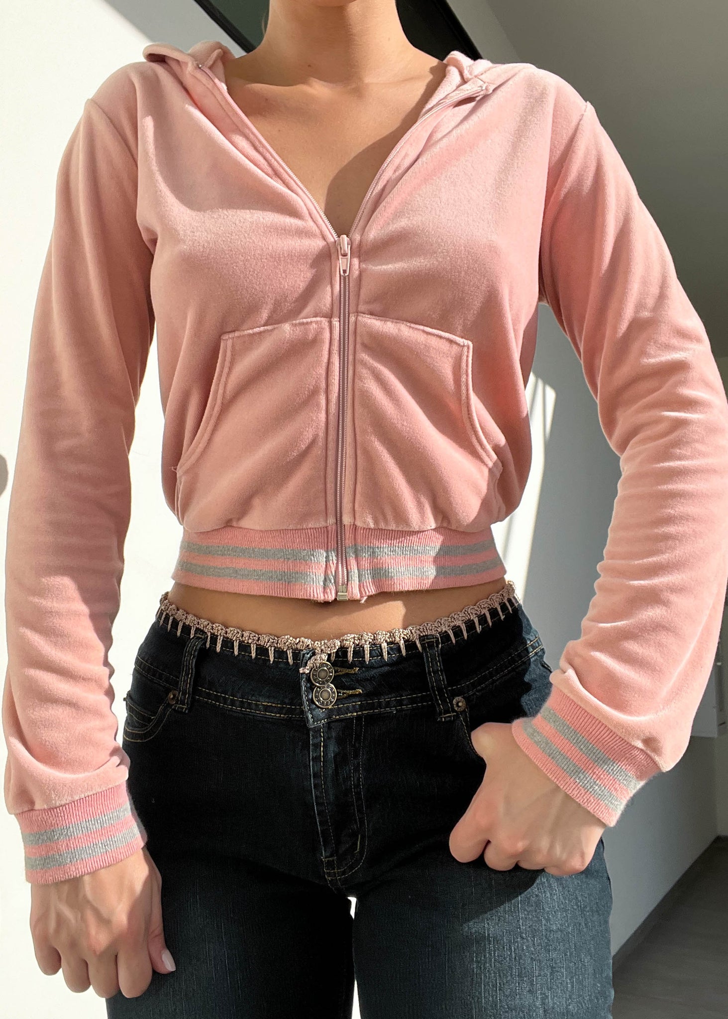 Y2k Baby Pink Velour Jacket (S)