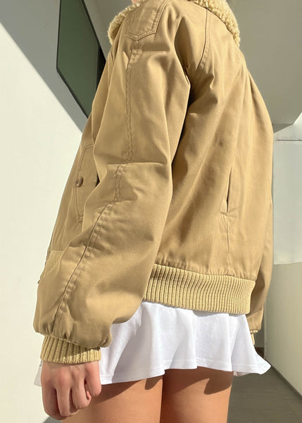 90's Teddy Collar Tan Jacket (M)