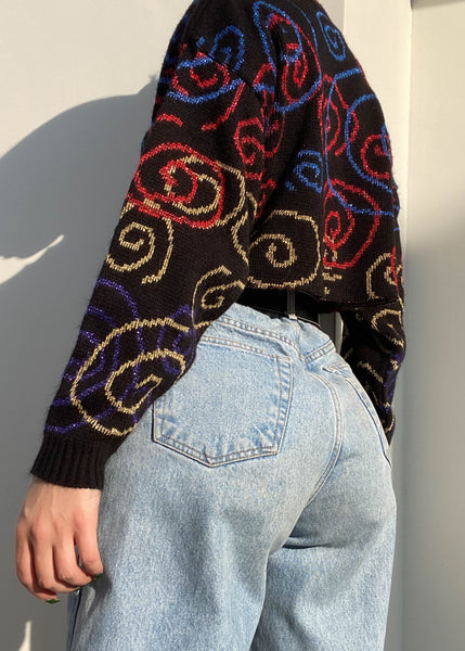 80's Sparkly Swirl Sweater (S)