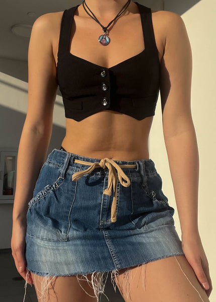 Y2k Black Mini Vest (S)