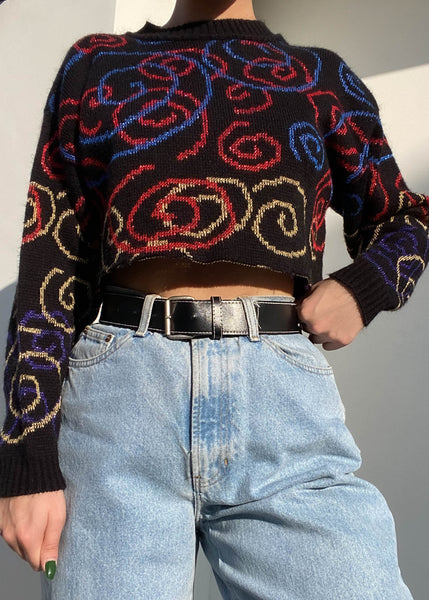 80's Sparkly Swirl Sweater (S)
