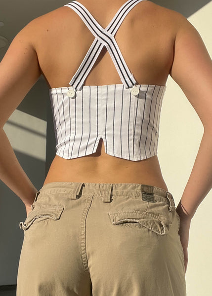 Y2k White Pinstripe Vest (XS)