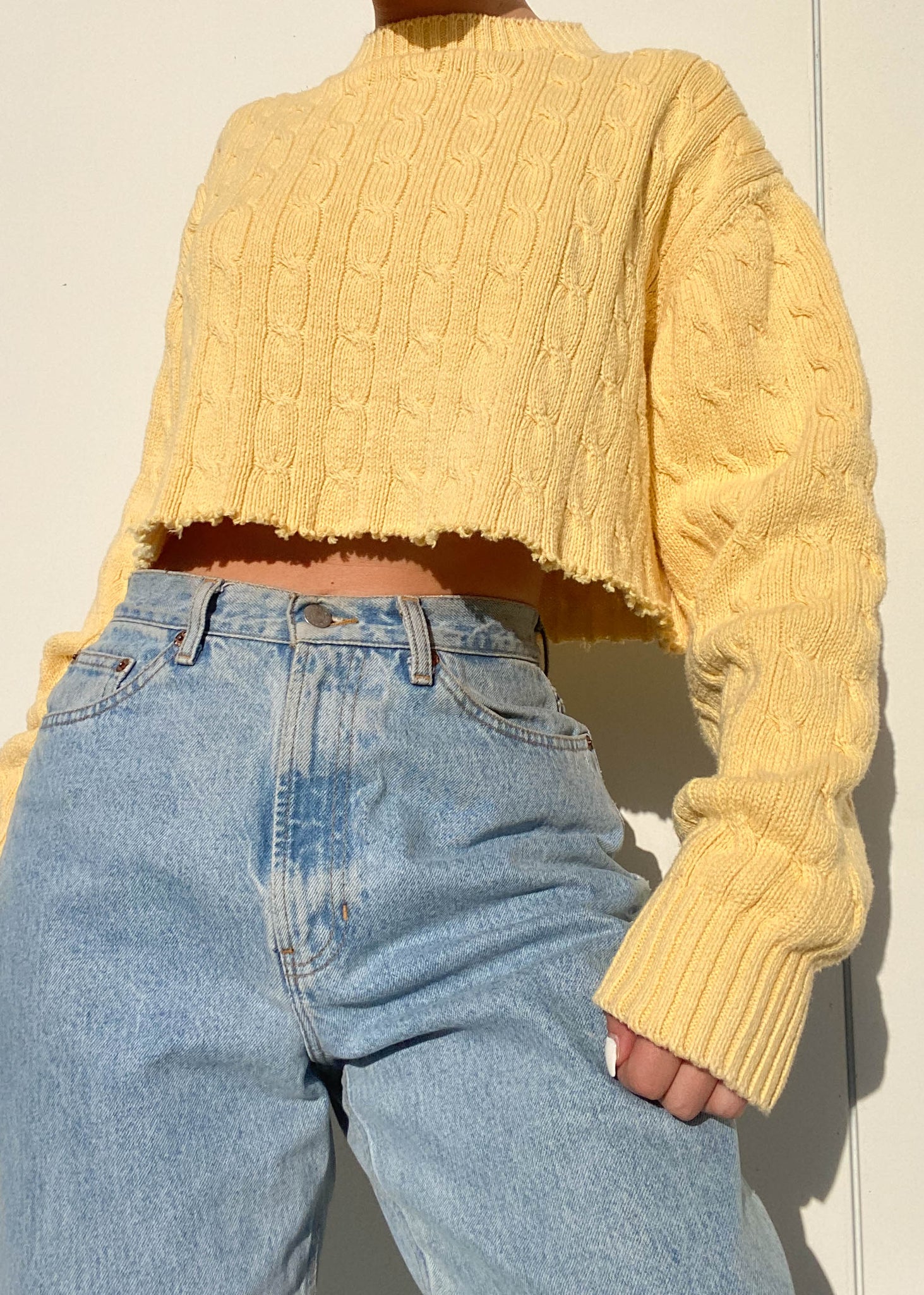 Lucas 90's Yellow Cable Knit (S-M)