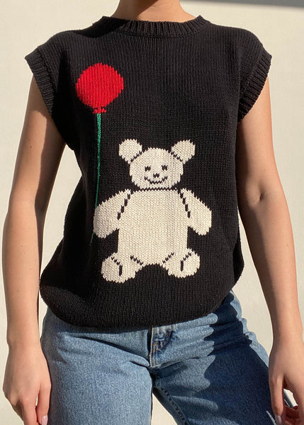 80's Happy Teddy Knit Vest (S)