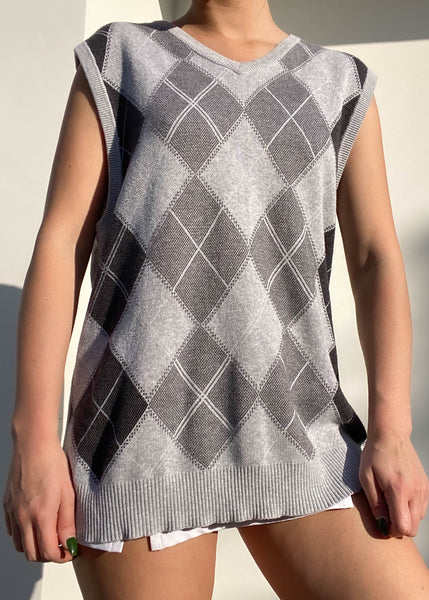 Kayden Y2k Argyle Vest (M)