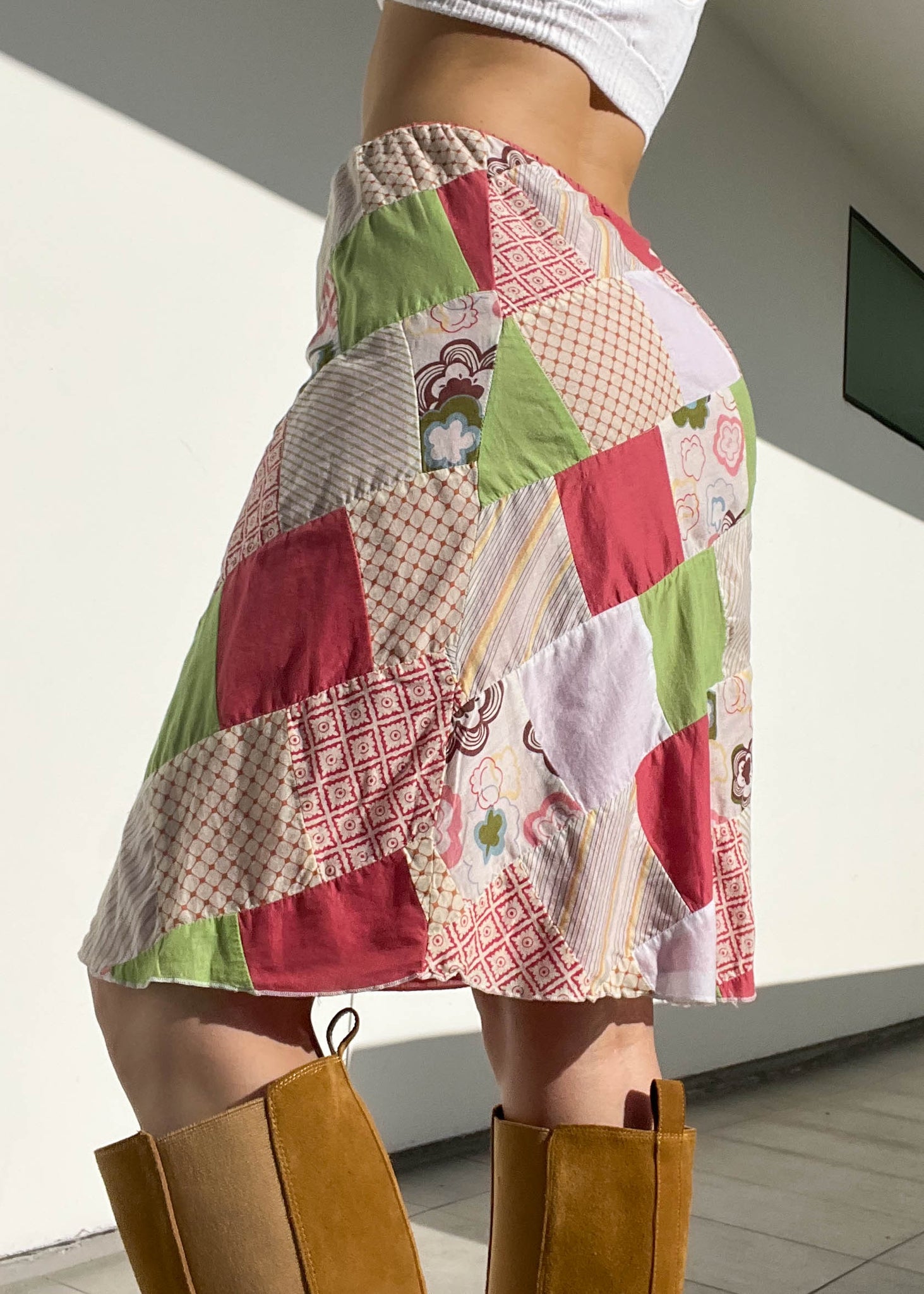 2000's Patchwork Midi Skirt (S)
