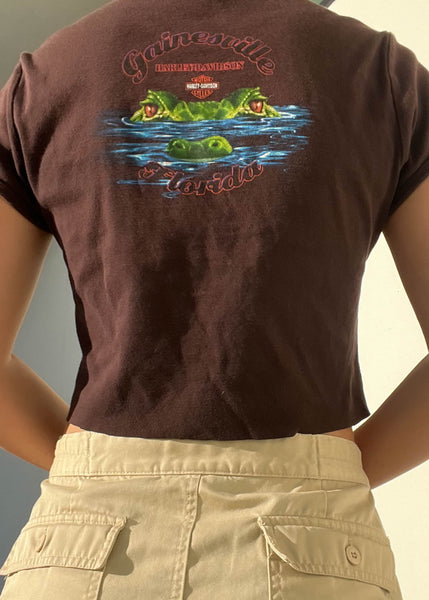 Y2k Brown Glitter Harley Tee (S)