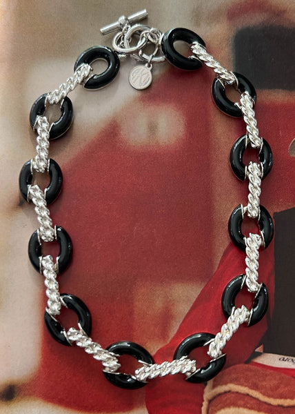 Anne Klein Silver + Black Link Choker