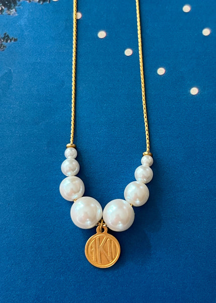 AK Gold + Pearl Charm Necklace
