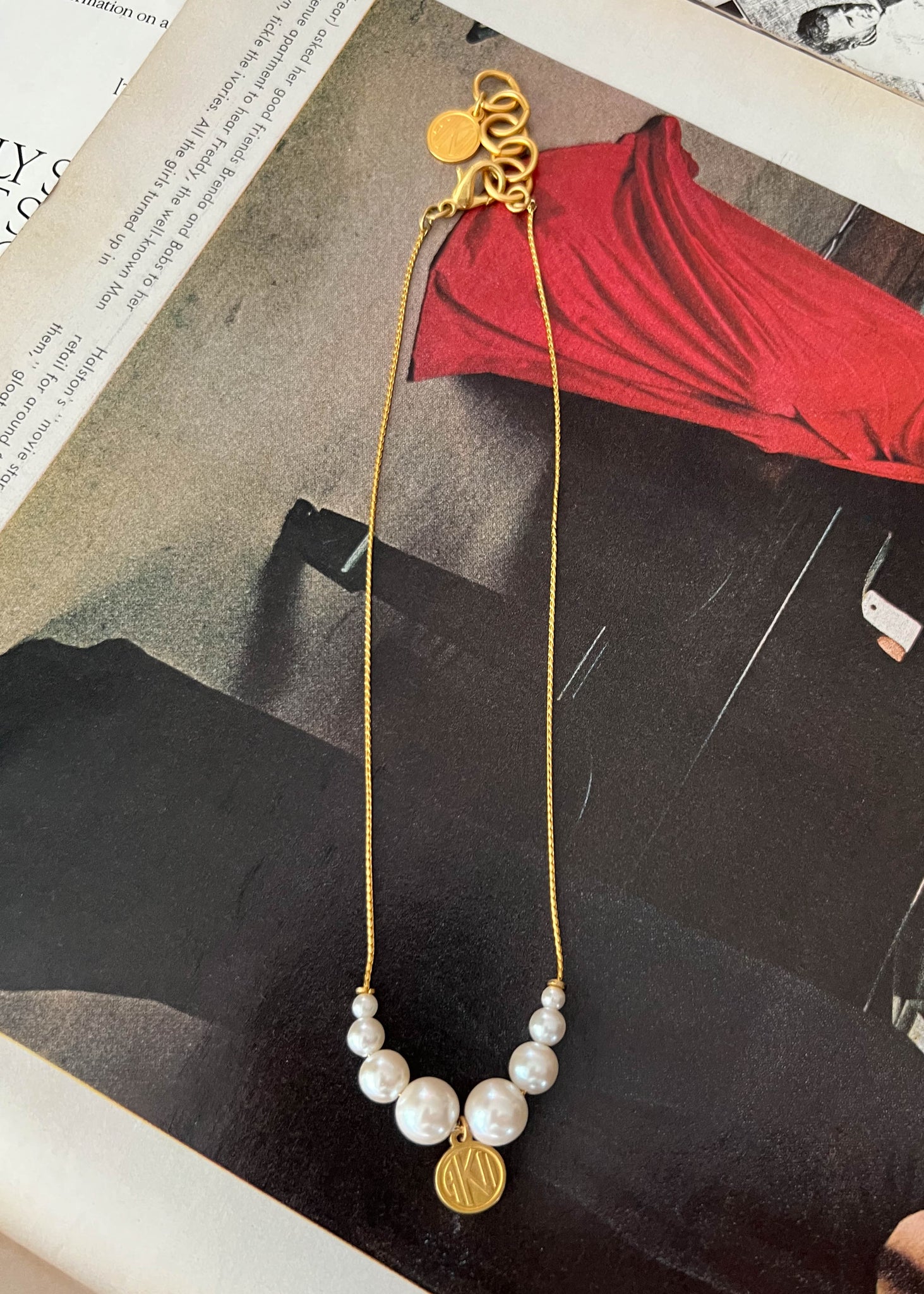AK Gold + Pearl Charm Necklace