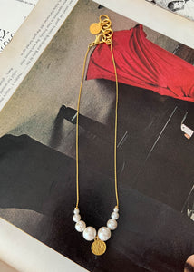 AK Gold + Pearl Charm Necklace