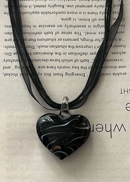 Y2k Black Swirl Heart Necklace