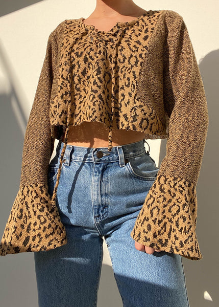 90's Cheetah Bell Sleeve Knit (M)