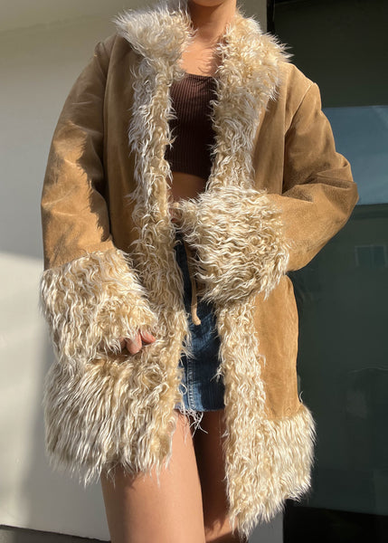 Y2k Fur Trim Coat (L)