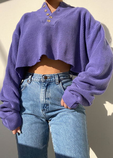 80's Purple Button Up Knit (M-L)