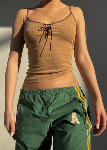 Y2k Brown & Tan Lace Up Tank (S)