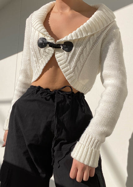 Cream Cable Knit Crop Cardigan (M)