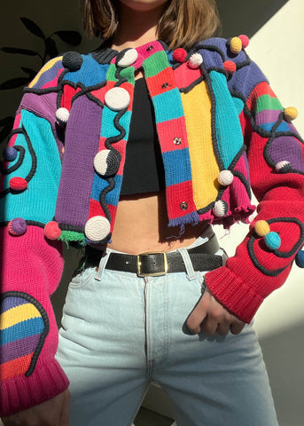 Funky Rainbow 80's Cardigan (S-M)