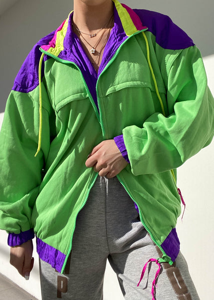 80's Neon Color-Block Reversible Jacket (M)