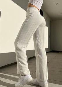 90's White & Gray Pinstripe Trousers (Sz 4)