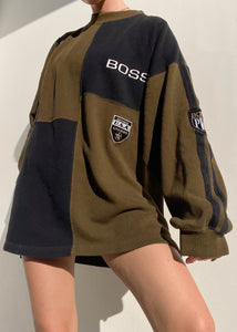 BOSS Olive & Black Color-Block Shirt (L-XL)