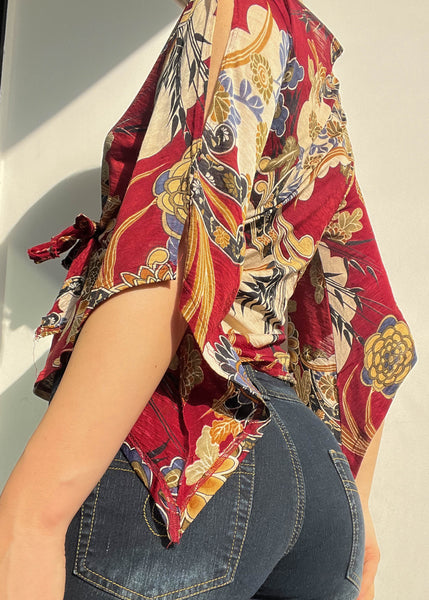 90's Printed Cutout Bell Sleeve (S-M)