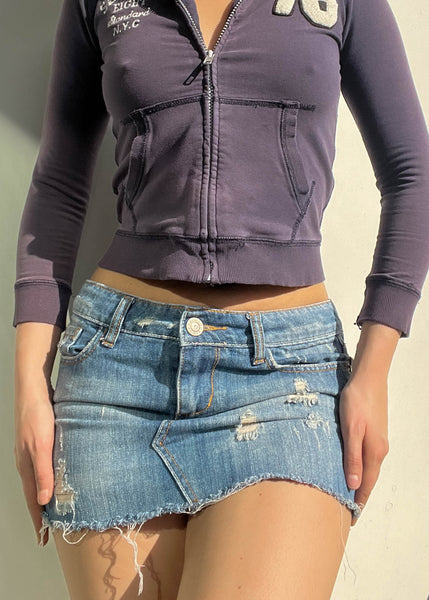 Y2k Distressed Denim Mini Skirt (S)