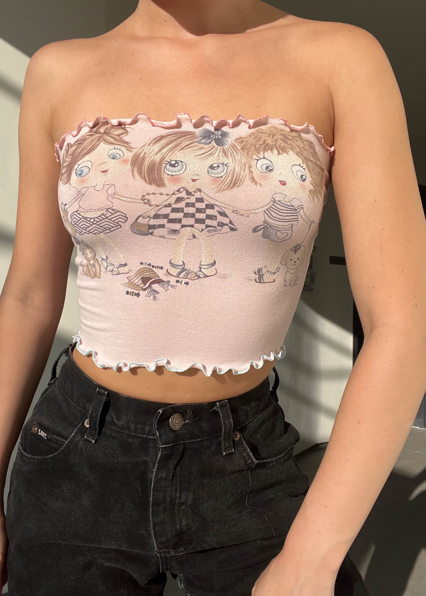 Y2k Pastel Upcycled Tube Top (S)