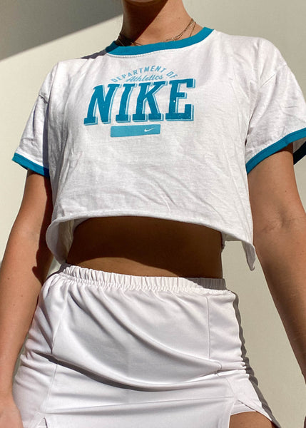 Y2k Blue & White Nike Ringer Tee (S-M)