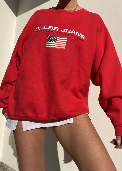 Red 90's Guess Jeans Crewneck (L-XL)