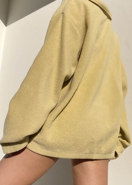 Pale Yellow 90's Fleece Quarter Zip (L)