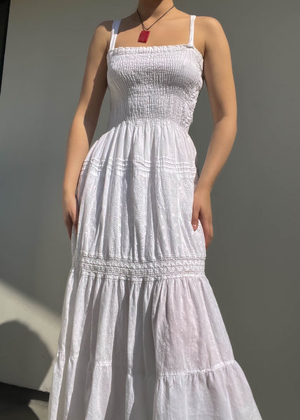 2000's White Maxi Dress (M)