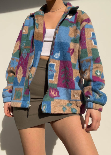 Colorful 80's Zip-Up Fleece (S-M)