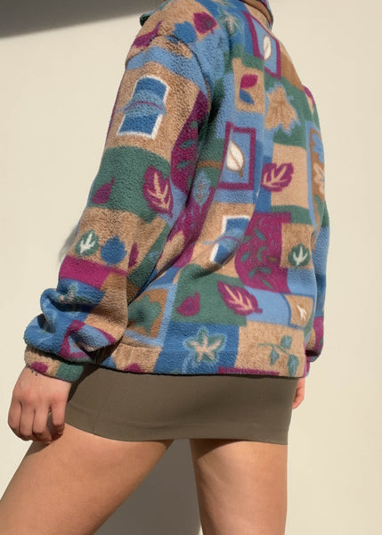 Colorful 80's Zip-Up Fleece (S-M)