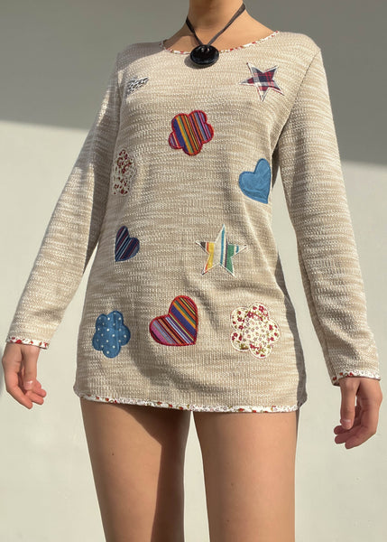 Y2k Printed Shapes Patchwork Knit (S-M)