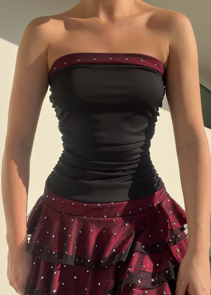 Y2k Black & Red Ruffle Mini Dress (S)