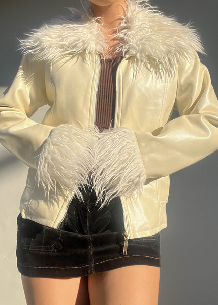 Early 2000's Fluffy Fur Trim Jacket (M)