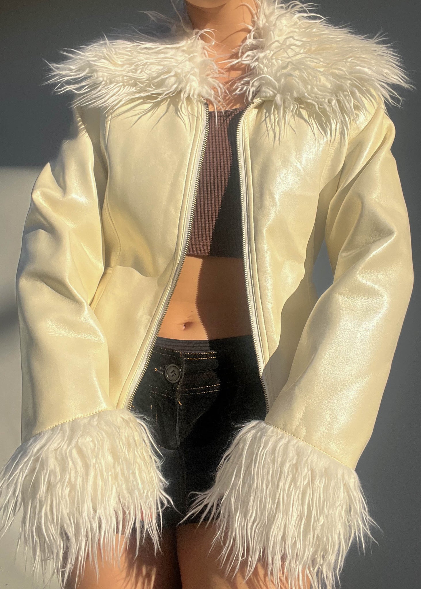 Early 2000's Fluffy Fur Trim Jacket (M)