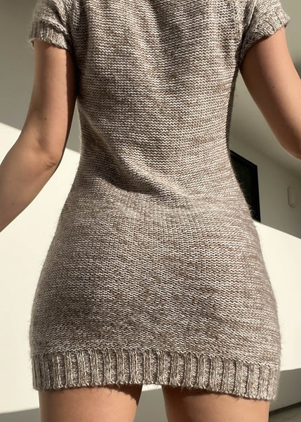 Y2k Brown Knit Mini Dress (S)