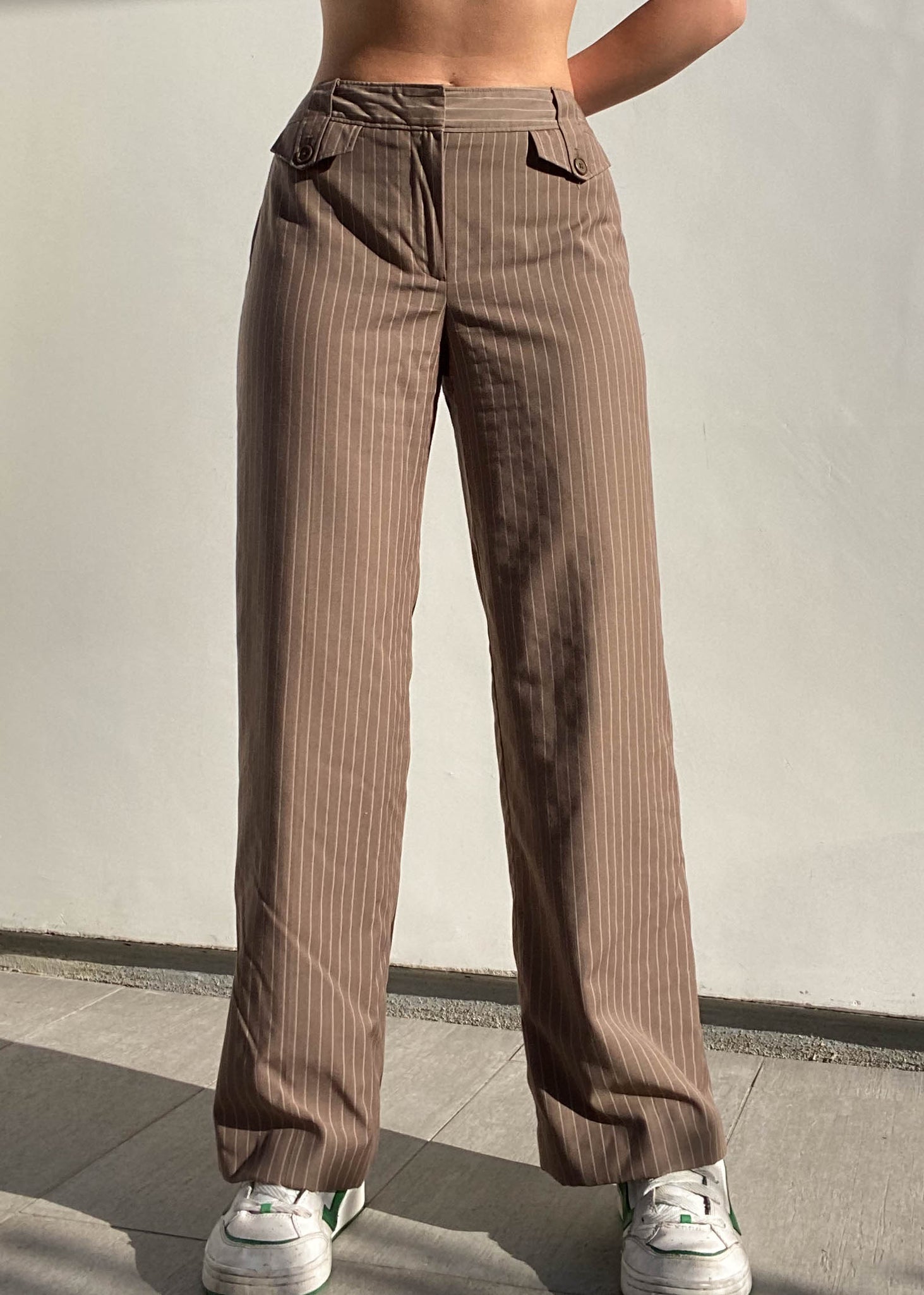 Hazelnut Pinstripe Trousers (Sz 6)