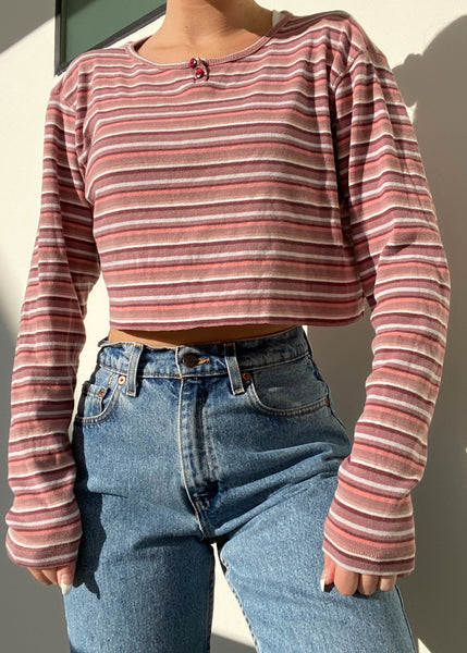 Ella 90's Pink Striped Henley (M)