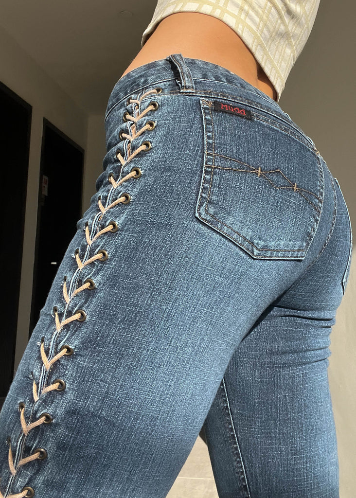 Y2k Mudd Lace Up Jeans – Retro and Groovy