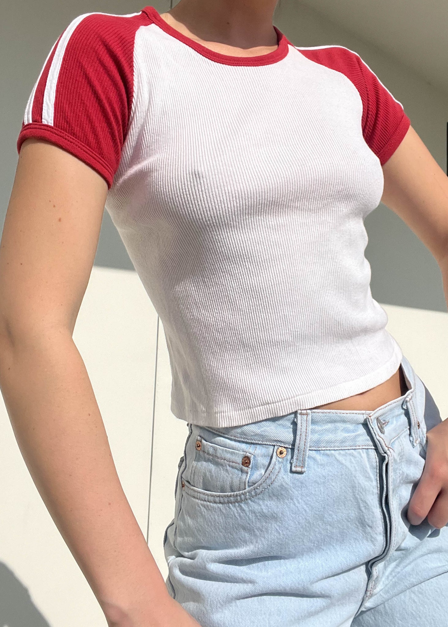 90's Red & White Sporty Tee (S)