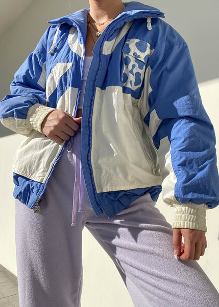 80's Blue & White Puffer Jacket (M)