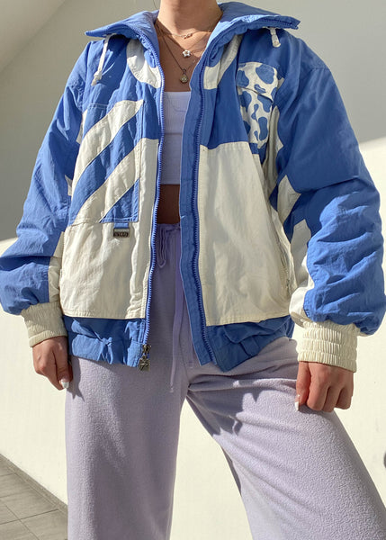 80's Blue & White Puffer Jacket (M)