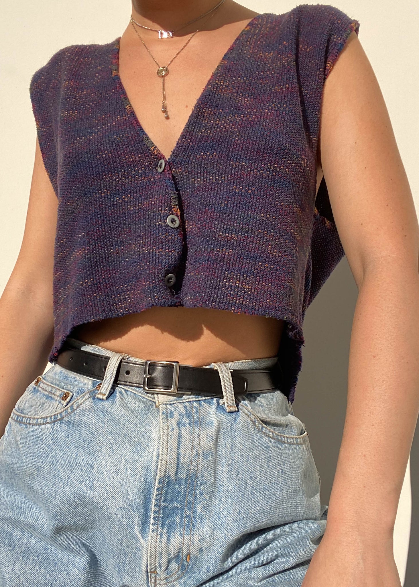 80's Subtle Rainbow Knit Vest (S-M)