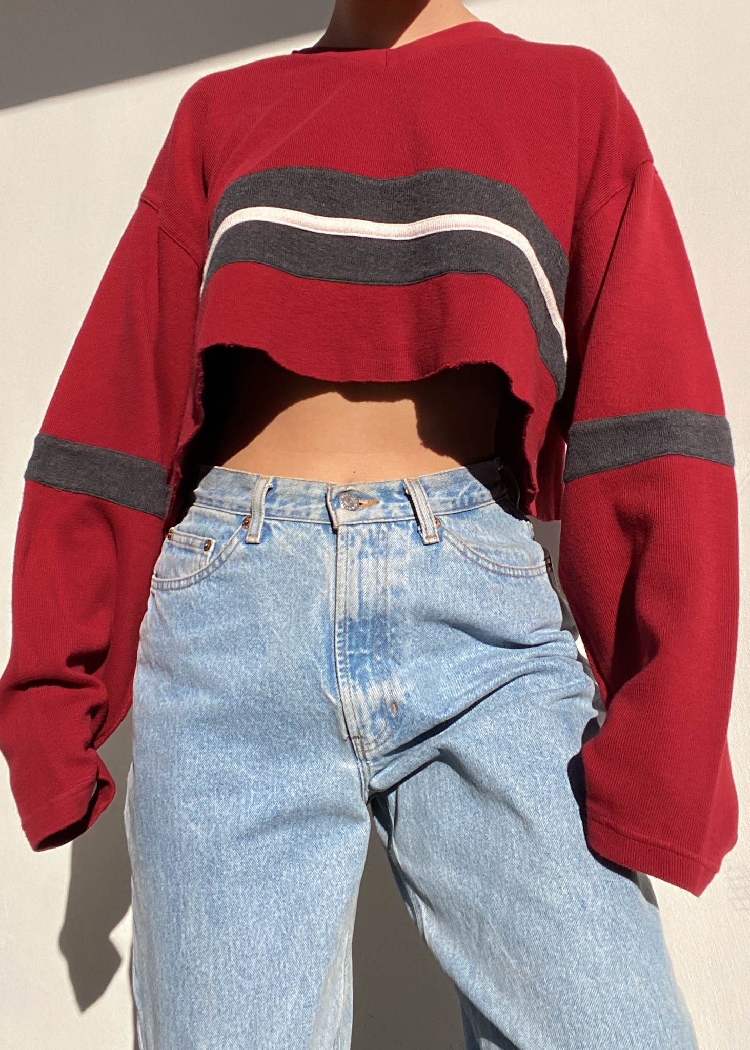 90's Red Skater Stripe Long Sleeve (L-XL)