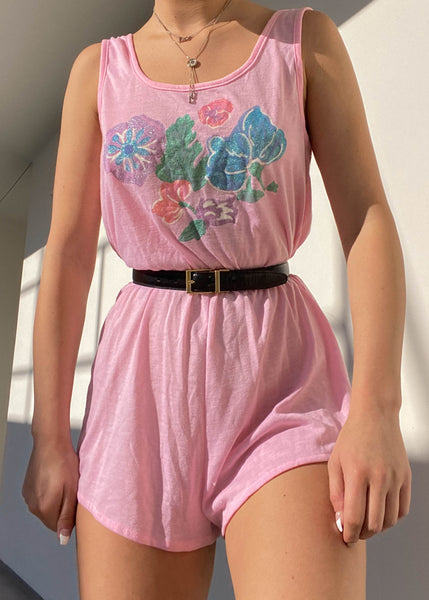 80's Pink Glitter Garden Romper (S)