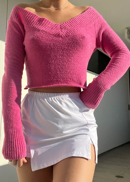 Y2k Hot Pink Fuzzy Knit (M)