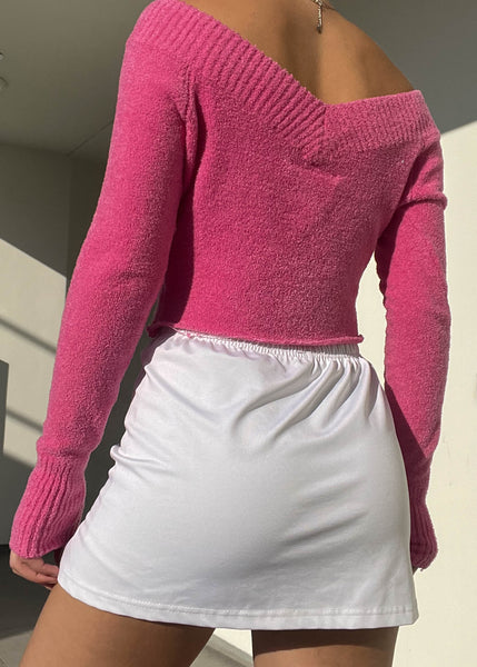 Y2k Hot Pink Fuzzy Knit (M)